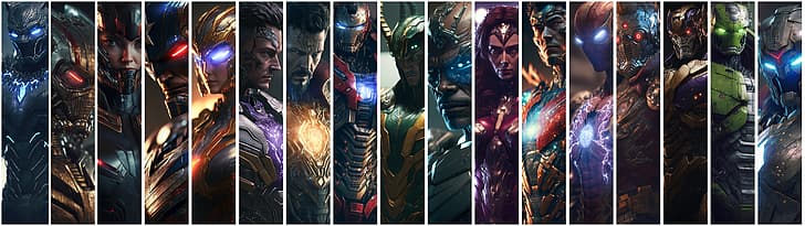 Marvel Super Heroes, Marvel Comics, 5120x1440, samurai, cibernética, AI art, HD papel de parede