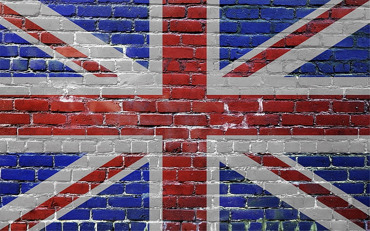 flag of United Kingdom, united kingdom, uk, bricks, flag, HD wallpaper