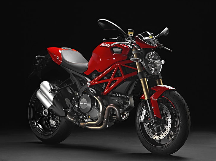 2012 Ducati Monster 1100 EVO, red and black Ducati Monster motorcycle, Motorcycles, Ducati, illusion wallpapers, 2012, concept, HD wallpaper