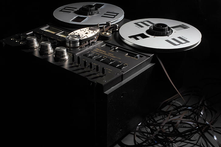 オーディオ、黒、黒、白、フィルム、機械、古い、オープンリール、リール、サウンド、テープ、テープレコーダー、テクニクス、 HDデスクトップの壁紙