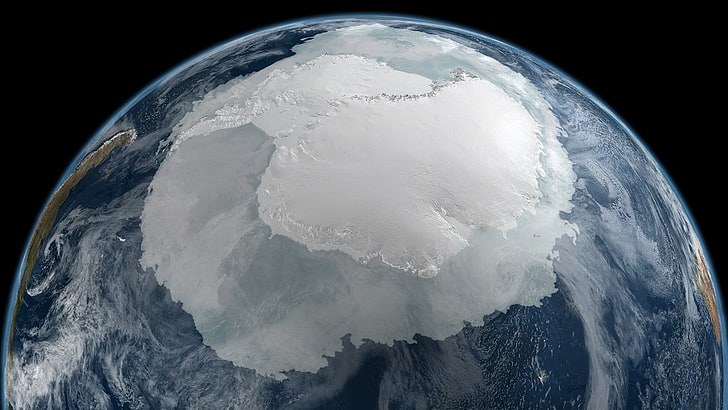 Antarktis, schwarzer Hintergrund, Wolken, Kontinente, Erde, High View, Eis, Bahnen, Planet, Raum, HD-Hintergrundbild