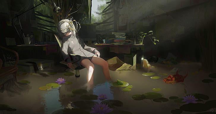 gadis anime, anime, air, kehancuran, realitas virtual, Wallpaper HD