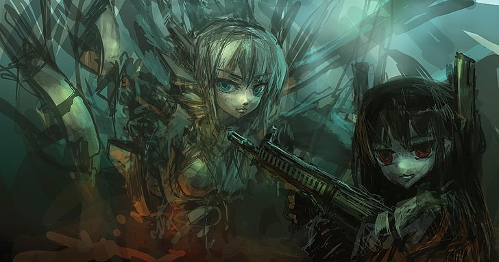female gunner character art, cyberpunk, HD wallpaper
