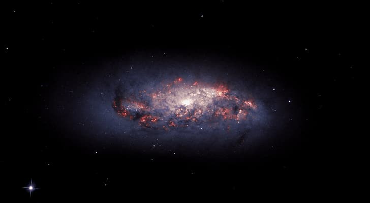 Bintang, Galaksi, Galaksi spiral, NGC 972, Awan gas, Daerah pembentukan bintang, Debu kosmik, Gas hidrogen, 70 juta tahun cahaya, Konstelasi Aries, Wallpaper HD