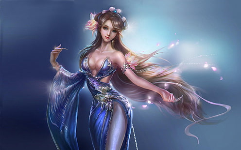 Bellissima carta da parati orientale classica Girl-Fantasy Art, Sfondo HD HD wallpaper