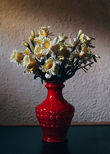 bouquet di fiori di narciso bianco con vaso, narcisi, bouquet, vaso, Sfondo HD HD wallpaper