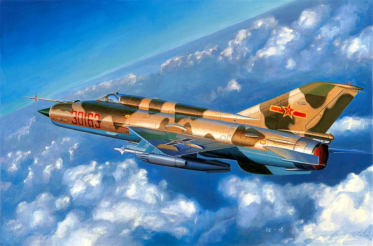 中国、成都J-7、MiG-21、中国国際航空、 HDデスクトップの壁紙