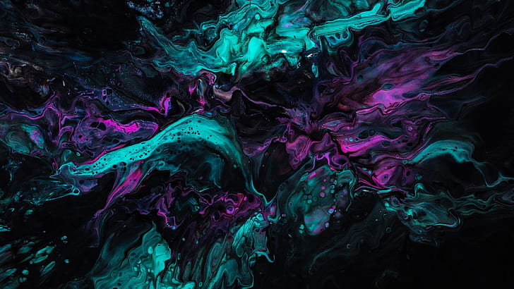 Abstract, Smoke, 3D, Purple, Turquoise, HD wallpaper
