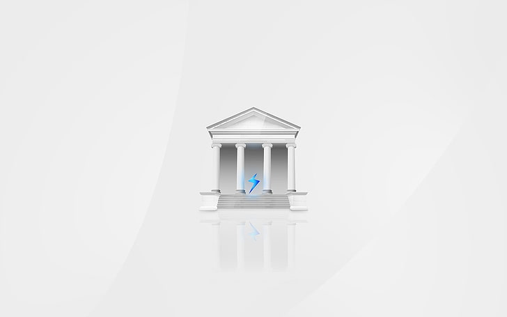App storm, Apple, Mac, Building, Columns, White, Blue, HD wallpaper