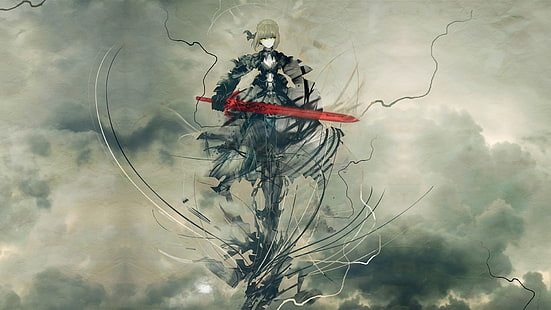 Mädchen mit rotem Schwert digitale Tapete, Anime, Sabre, Fate / Zero, Anime Mädchen, Fate-Serie, HD-Hintergrundbild HD wallpaper