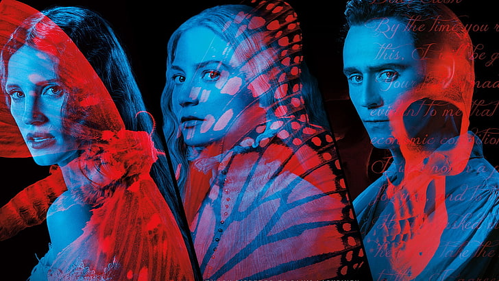 Crimson Peak, Tom Hiddleston, Mia Wasikowska, Jessica Chastain, HD wallpaper