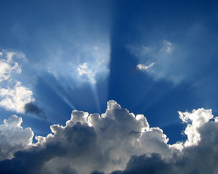 бели облаци облаци със синьо небе снимка, облак, бял, нимб, облаци, синьо небе, снимка, лъчи, пухкави, ъгли, снимки, creative_commons, изследване, изследване, природа, синьо, време, фонове, на открито, лято, небе, облак - Небе, въздух, ден, облачен пейзаж, HD тапет