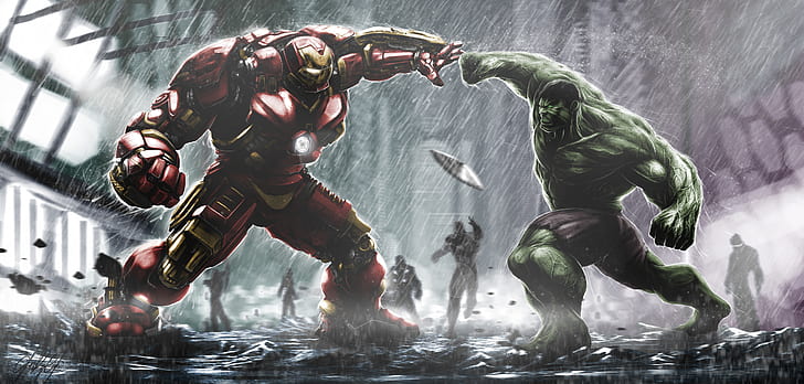 armor, hulk, iron man, tony stark, Avengers: Zaman Ultron, hulkbuster, bruce banner, Wallpaper HD