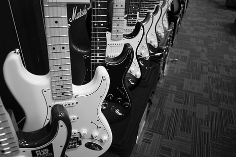 electric, electric guitars, guitars, music, musical instrument, musician, rock, sound, string instruments, strings, HD wallpaper HD wallpaper