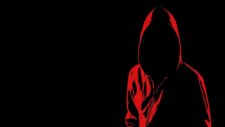 rote und schwarze Hoodieillustration, anonym, rot, HD-Hintergrundbild