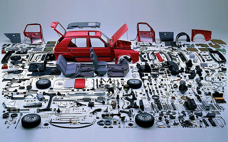 car, Car Parts, Golf GTI, parts, red, volkswagen, HD wallpaper