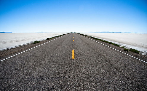 Carretera sin fin, asfalto gris y negro, paisaje, naturaleza, carretera sin fin, Fondo de pantalla HD HD wallpaper