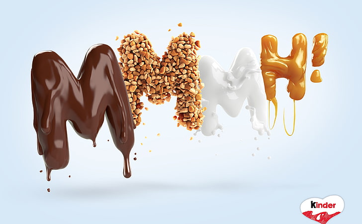 Mmmh, mat och dryck, honung, mjölk, choklad, söt, mat, snällare, reklam, smaskiga, nötter, karamell, 3DArt, 3DComputerGraphics, CGIArt, Ferrero, HD tapet