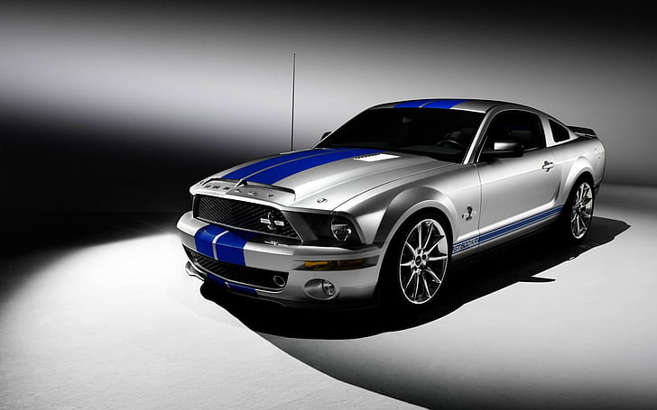 Ford Shelby Mustang GT500, сребърен ford mustang shelby cobra, ford, mustang, shelby, gt500, HD тапет