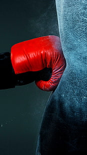 Punch de guantes de boxeo, guante de boxeo rojo, deportes, boxeo, rojo, brillo, Fondo de pantalla HD HD wallpaper