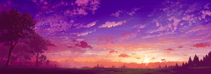 pemandangan, matahari terbenam, awan, Wallpaper HD