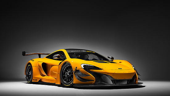жълто-черен цифров тапет Mclaren P1, McLaren 650S GT3, Международно автомобилно изложение в Женева 2016, спортен автомобил, жълт, HD тапет HD wallpaper