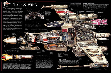 Grafico X-wing T-65, Star Wars, Sezione trasversale, X-wing, Sfondo HD HD wallpaper