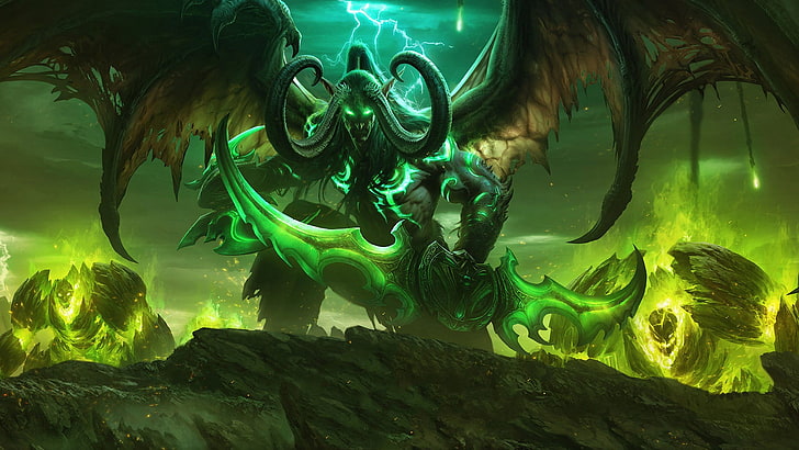 World of Warcraft: Legion, Иллидан Ярость Бури, World of Warcraft, видеоигры, World of Warcraft Legion, Иллидан, демон, HD обои
