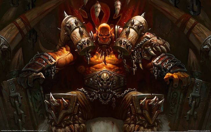 Illustrazione del personaggio di Warcraft, Hearthstone, Garrosh Hellscream, Warcraft, World of Warcraft, Sfondo HD