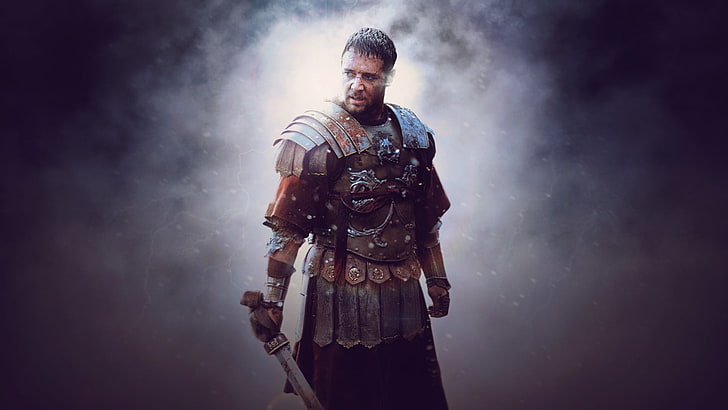 Russell Crowe, Gladiator, Rome, Maximus, Russell Crowe, General, Movie, Ridley Scott's Film, Maximus X Meridius, General of Roman Army, Tapety HD