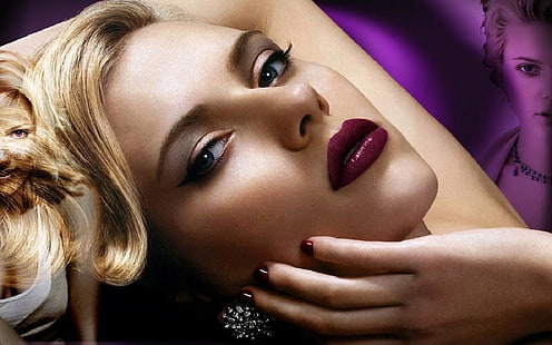 Scarlett Johansson, kadınlar, sarışın, yüz, oyuncu, ünlü, kolaj, HD masaüstü duvar kağıdı HD wallpaper