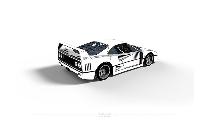 white cars, car, vehicle, Ferrari F40, HD wallpaper