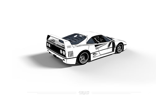 бели коли, кола, превозно средство, Ferrari F40, HD тапет HD wallpaper