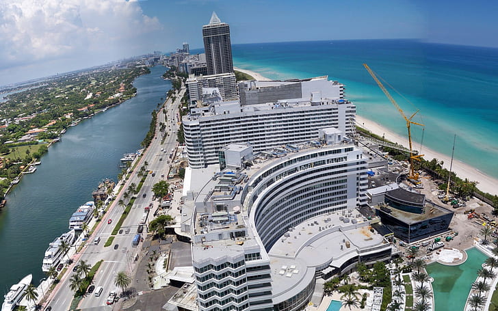 Маями City View, град, изглед, Маями, пътуване и свят, HD тапет
