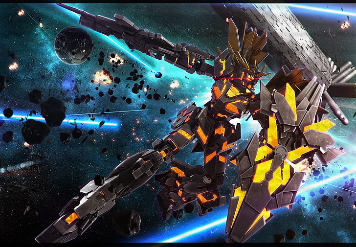 robot digital wallpaper, Gundam, space, HD wallpaper