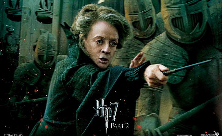 Harry Potter And The Deathly Hallows Part 2..., Harry Potter 7 Part 2 wallpaper, Movies, Harry Potter, harry potter and the deathly hallows, hp7, harry potter and the deathly hallows part 2, hp7 part 2, final battle, mcgonagall, HD wallpaper