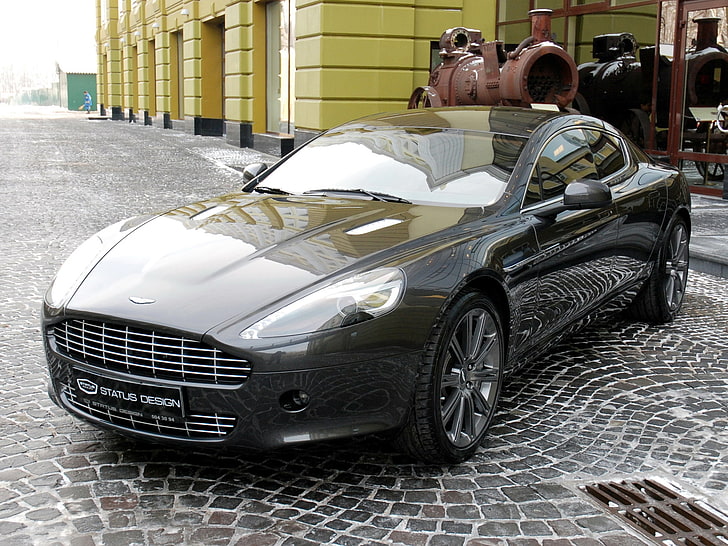 grå Aston Martin DV9 coupe, aston martin, rapide, 2011, svart, framifrån, stil, HD tapet