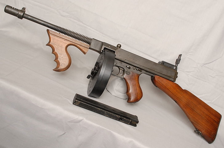 brown and black rifle, Weapons, Thompson Submachine Gun, HD wallpaper