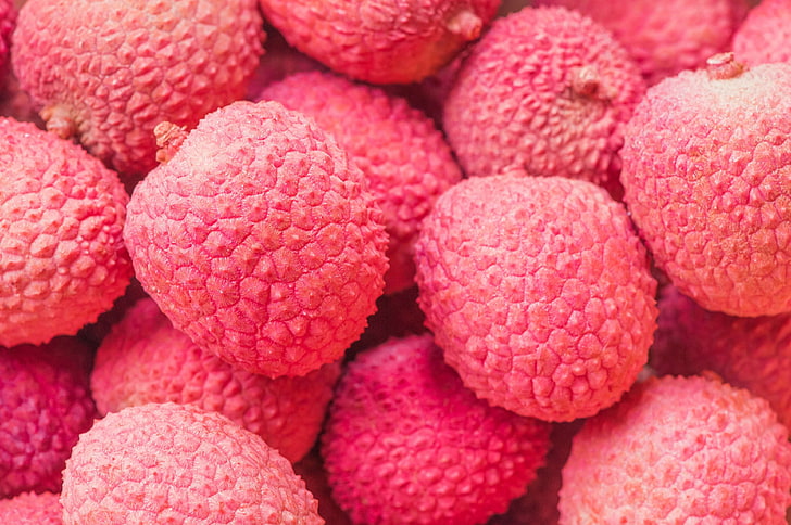 close up, food, fruits, healthy, litchi chinensis, lychee, red, sweet, tropical fruits, HD wallpaper