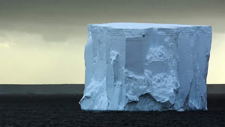 하얀 빙산 일러스트, 바다, 북극, 빙산, 자연, HD 배경 화면