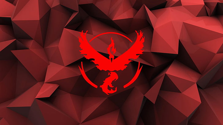 Logo Pokemon, Team Valor, poli, rosso, Pokémon, Sfondo HD