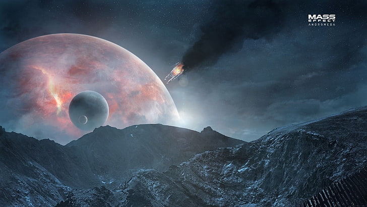 Mass Effect: Andromeda, Andromeda Initiative, video game, Bulan, pesawat ruang angkasa, Mass Effect, Wallpaper HD
