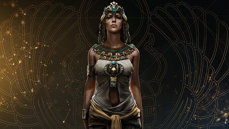 profile of woman illustration, Origins, Ubisoft, Assassin's Creed, Cleopatra, Assassin's Creed: Origins, HD wallpaper