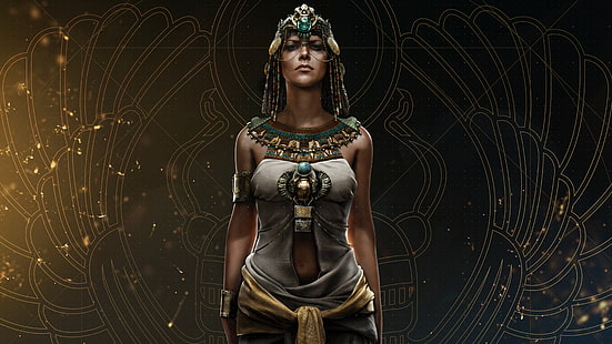 女性イラストのプロフィール、Origins、Ubisoft、Assassin's Creed、Cleopatra、Assassin's Creed：Origins、 HDデスクトップの壁紙 HD wallpaper