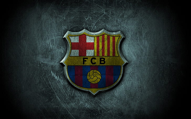 ФК Барселона Гранж логотип, фон, логотип Барселоны, ФКБ логотип, HD обои