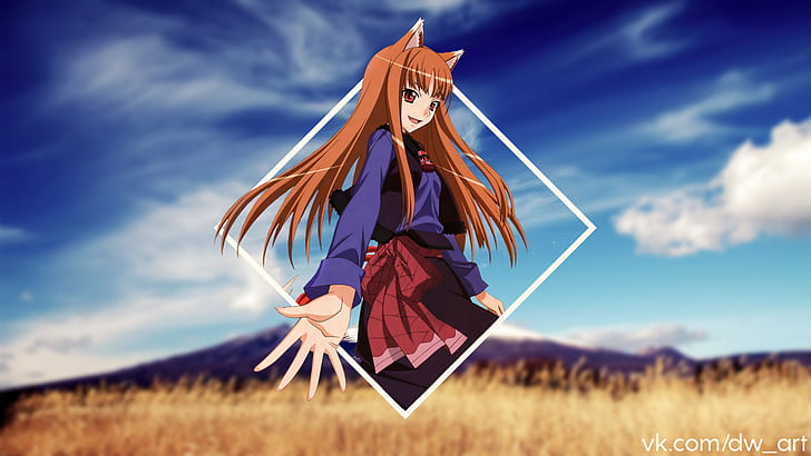 anime girls, Horo (Spice and Wolf), Holo, 2D, Photoshop, Spice and Wolf, image dans l'image, Fond d'écran HD