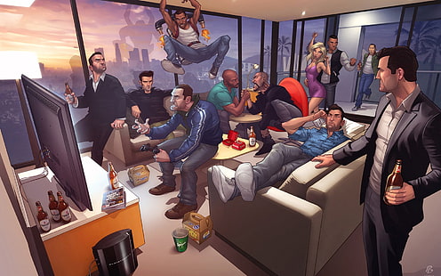 GTA Characters, action, game, role, guns, art, HD wallpaper HD wallpaper