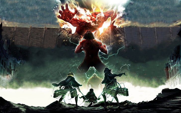 Mikasa Ackerman, Shingeki no Kyojin, Eren Jeager und Armin Arlert, HD-Hintergrundbild