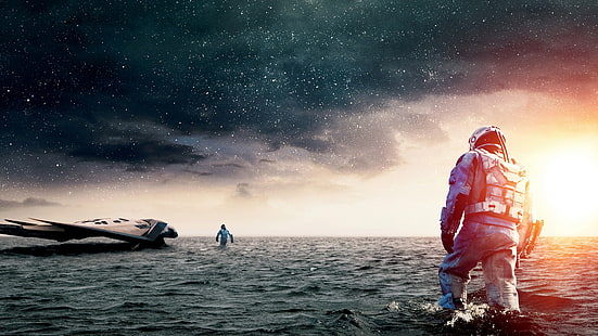 Interstellare (film), film, astronauta, mare, Sfondo HD HD wallpaper