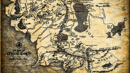 Ilustração do mapa da Terra Média, mapa da Terra-média, O Senhor dos Anéis, HD papel de parede HD wallpaper
